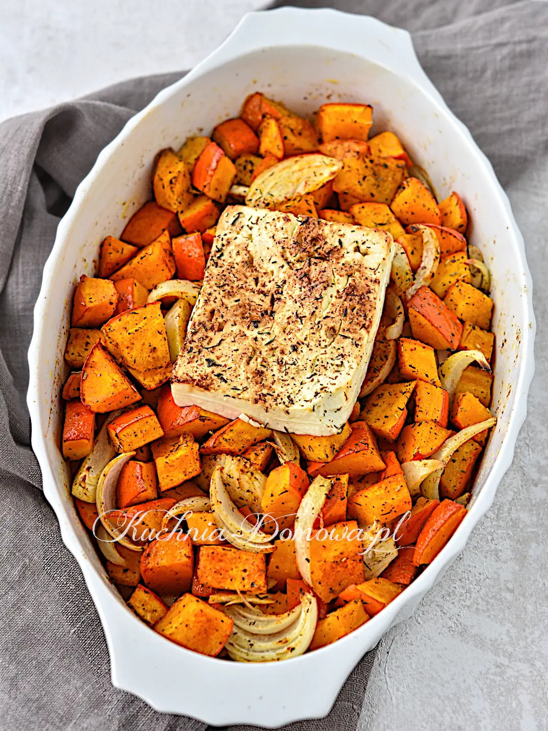 Pieczona dynia z fetą